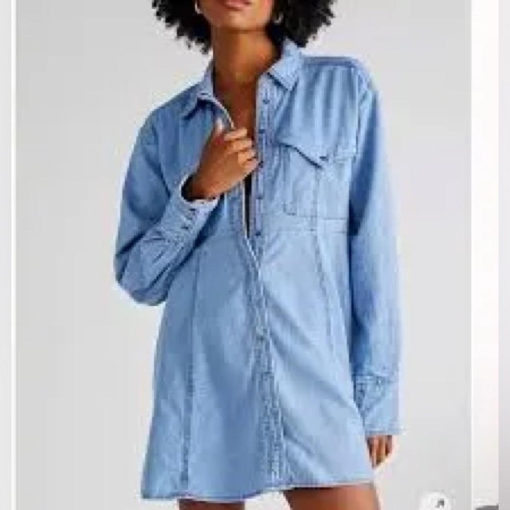 Free People We the Free Sammi denim mini dress NWT size Small EUC - Picture 2 of 6